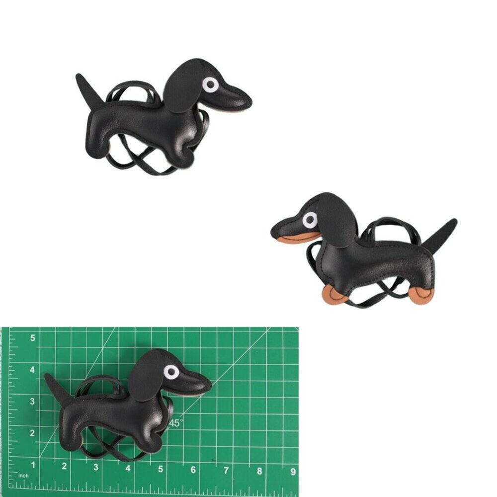 Dachshund Bag Charm Keychain Faux Leather Dog Mom Y2K Cottagecore Black NWT - Picture 7 of 10